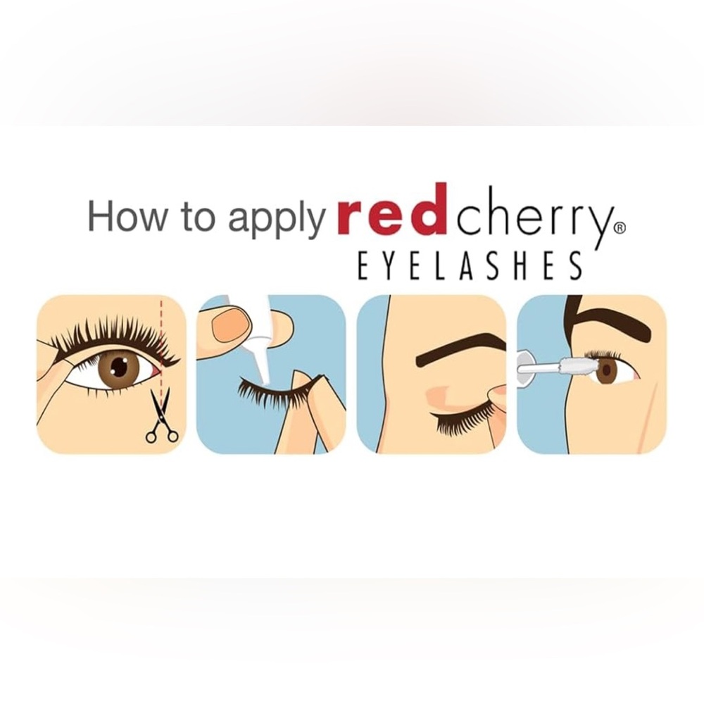11 Pairs- Red Cherry #WSP Black Human Hair Eyelashes - Picture 3 of 5